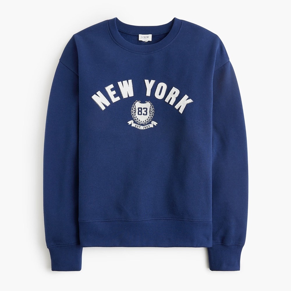 J.Crew Women's "New York" Applique Graphic Sweatshirt - Blue - Small - $98